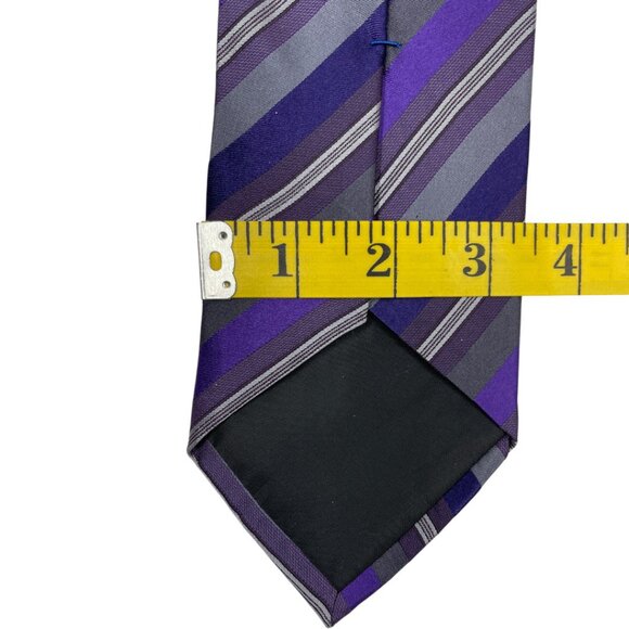 Kenneth Cole Reaction Silk Tie Striped Repp Purple Gray - Picture 5 of 6